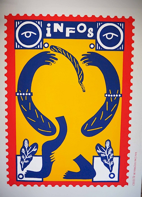 FRESQUE ✺ Bons baisers des carreaux fleuris : Conception et r&eacute;alisation de fresques murales.
R&eacute;alisation de 6 fresques timbre-poste g&eacute;ants dans les halls d'immeuble de la r&eacute;sidence des Carreaux Fleuris &agrave; Sannois. Cette r&eacute;alisation fait suite &agrave; deux semaines de cr&eacute;ation avec les habitant&middot;es en f&eacute;vrier, puis en avril 2023 autour de la th&eacute;matique de la carte postale. Notre collectif s&rsquo;est inspir&eacute; de ces deux semaines de r&eacute;sidence pour r&eacute;aliser les 6 fresques &agrave; l&rsquo;image du quartier.
&nbsp;