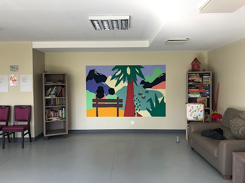 FRESQUE ✺ La maison de Marianne : Pour am&eacute;nager le hall de la r&eacute;sidence interg&eacute;n&eacute;rationnelle &ldquo;La Maison de Marianne&rdquo;, &agrave; Villeneuve-Saint-Georges, dans le quartier du Plateau, le collectif Ne Rougissez Pas! intervient dans la r&eacute;alisation d&rsquo;une fresque murale, en ateliers participatifs avec les r&eacute;sidents sur place.